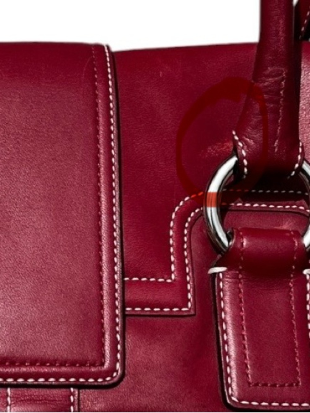 Coach Burgundy Red Leather Satchel with Silver Hardware - Picture 13 of 14